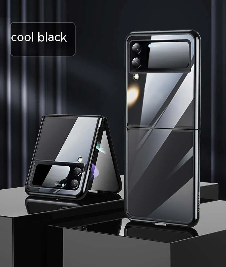 Hard PC back cover phone case for Samsung Z Flip 3 and Z Flip 4 with electroplated transparent finish