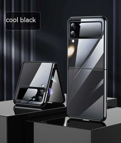 Hard PC back cover phone case for Samsung Z Flip 3 and Z Flip 4 with electroplated transparent finish