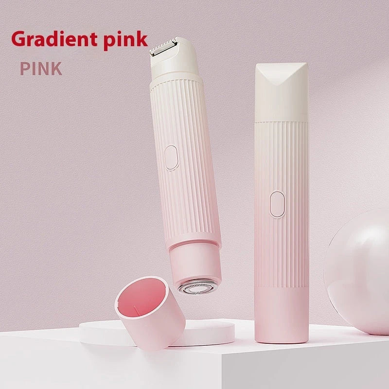 Dual-head electric razor for painless, mess-free hair removal on the face, underarms, bikini line, and legs