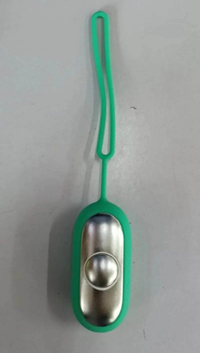 Hand-held micro-current sleep aid device in grey, green, and orange colour options