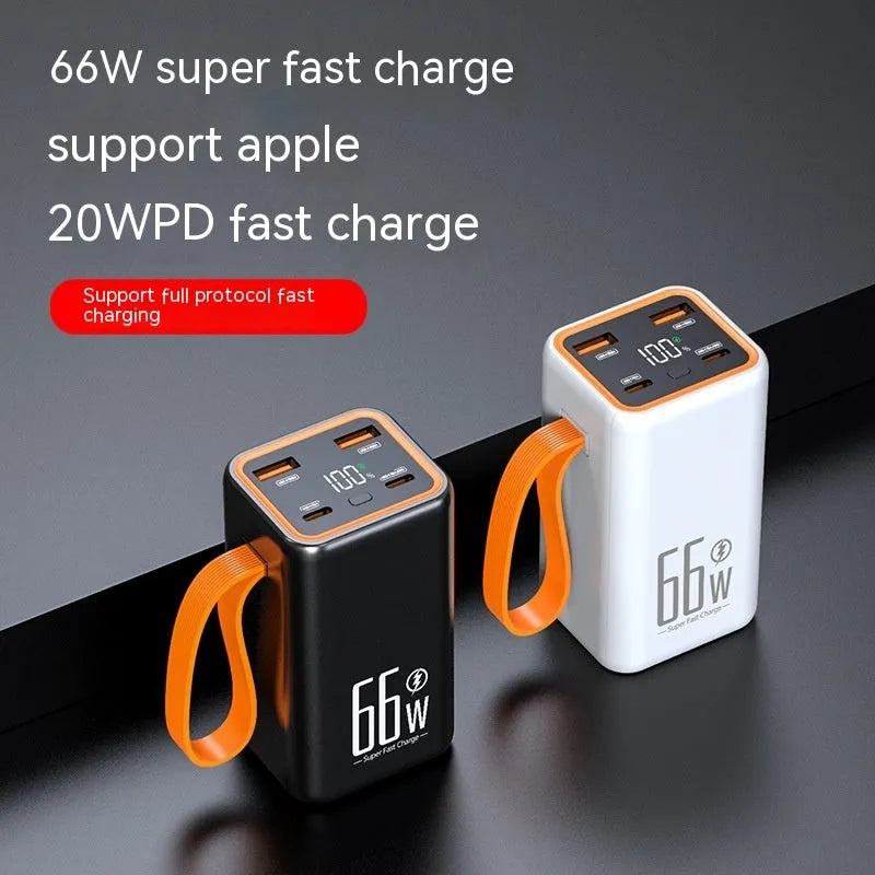 Black and white PD66W 20000 mAh fast charge portable power bank.