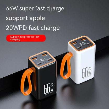 Black and white PD66W 20000 mAh fast charge portable power bank.