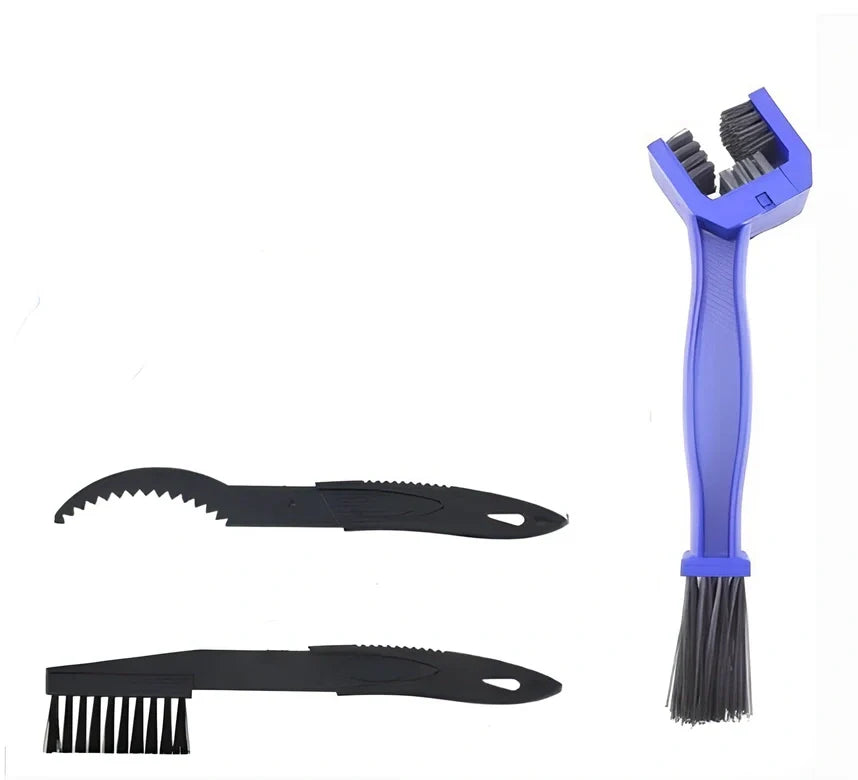 Bicycle cleaning tool set with chain washer, large brush and small brush in plastic construction