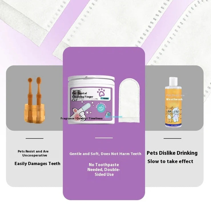 50 white non-woven pet dental finger cots for cleaning cat and dog teeth