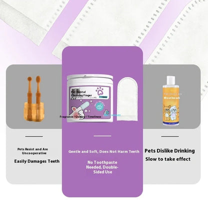 50 white non-woven pet dental finger cots for cleaning cat and dog teeth