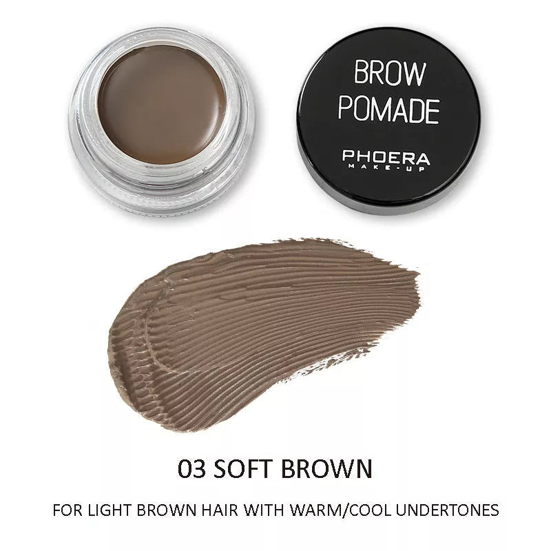 Phoera Eyebrow Cream with 6 shades and double-head brush for natural-looking eyebrows
