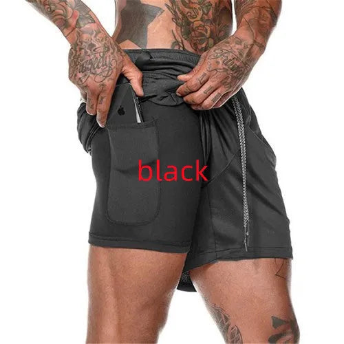 Pocket compression shorts in nylon, moisture-wicking and quick-drying, available in multiple colours and sizes S to 3XL.