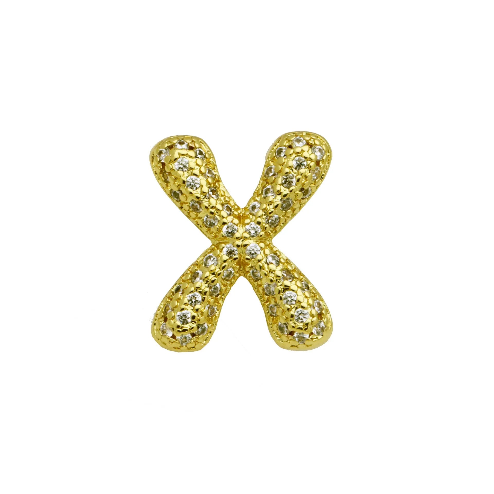 Retro style copper bracelet with English letter charm featuring micro inlaid zirconium stones in gold plating