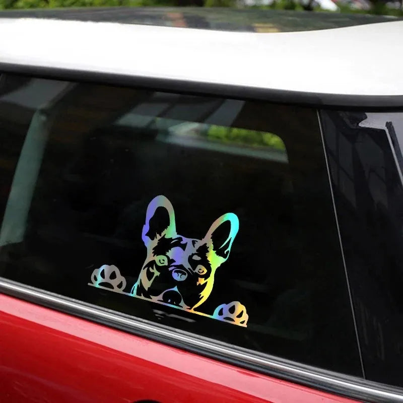 2PC Dog Pattern Reflective Car Sticker 15.6cm x 10.4cm Pet Material Rear Window Glass Scratch Sticker in Black White or Colourful for Car Body