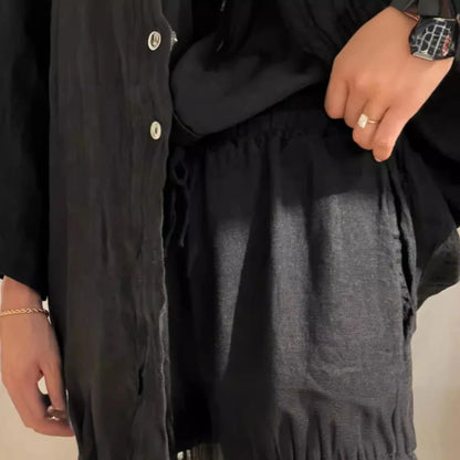 Women's stylish polyester lounge set with wide-leg pants and long-sleeved shirt in various colors