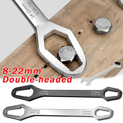Dual-headed wrench made of durable 45# steel with a galvanized finish, designed for versatile household use
