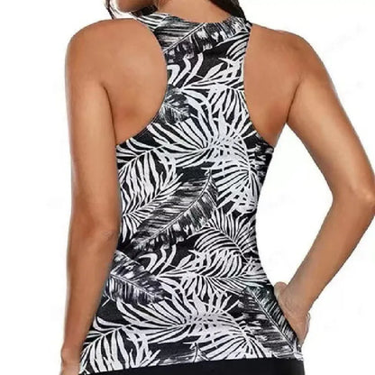 Women's split bow bikini swimsuit with adjustable ties in three pattern options, sizes S to 2XL