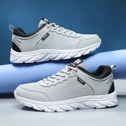 Men's black mesh sports shoes with soft sole for casual wear