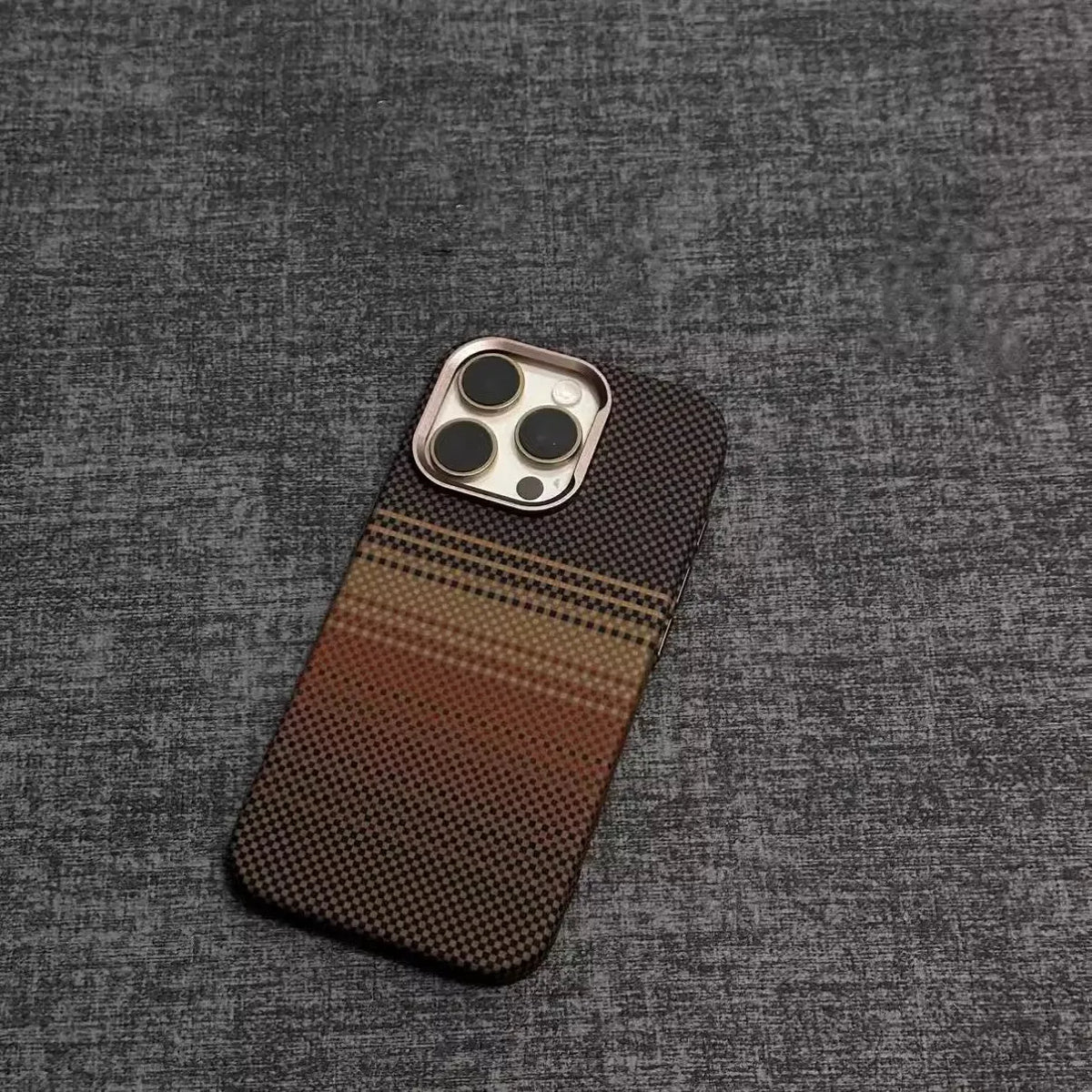 Kevlar magnetic phone case in Sunset Gold or Moon Blue, all-inclusive PC cover for iPhone 13 to 16 Pro Max