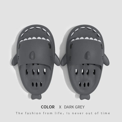Shark slippers with drain holes, EVA quick-drying shower shoes, unisex open toe slides