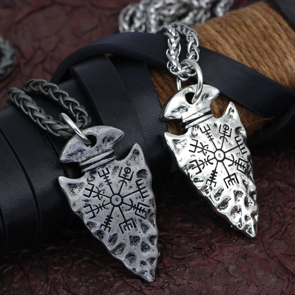 Stylish Alloy Compass Pendant Necklace in silver and ancient tin colors
