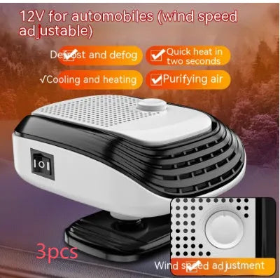 White and green 12V 24V car warm air blower heater with adjustable temperature settings