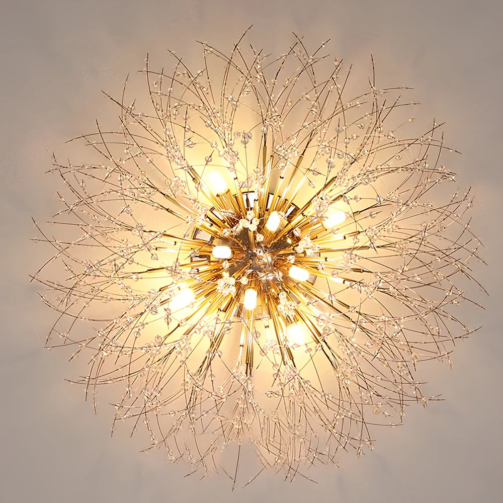 40cm dandelion crystal ceiling lamp with four adjustable heads in chrome finish