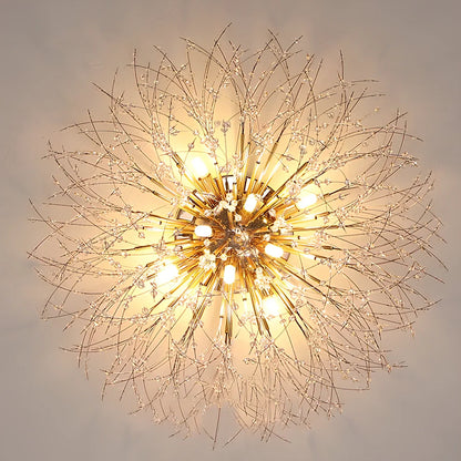 40cm dandelion crystal ceiling lamp with four adjustable heads in chrome finish