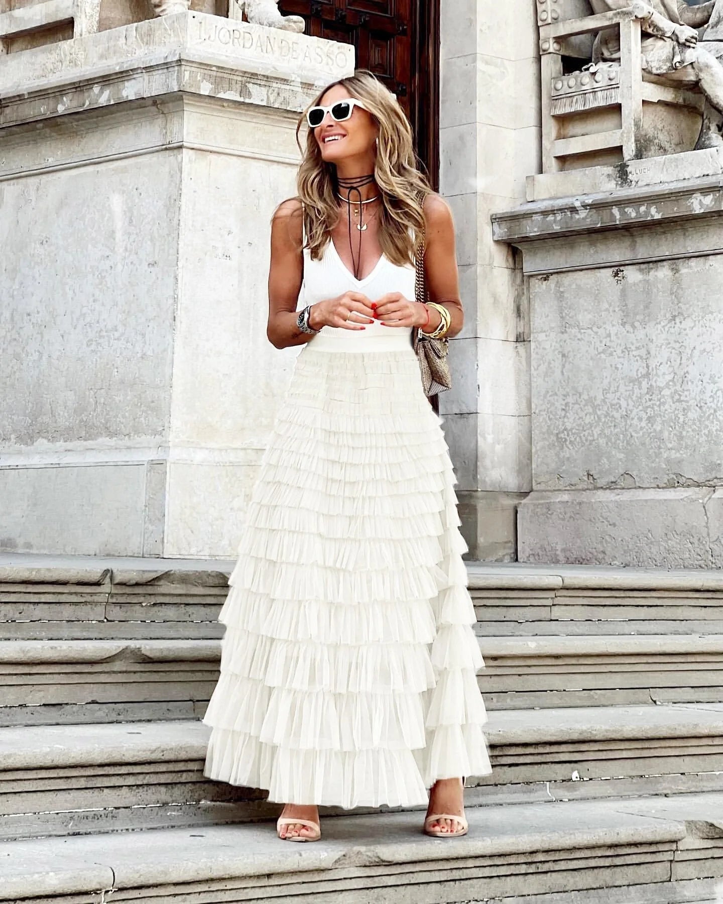 Layered Ruffles Cake Skirt in mesh fabric for summer wear