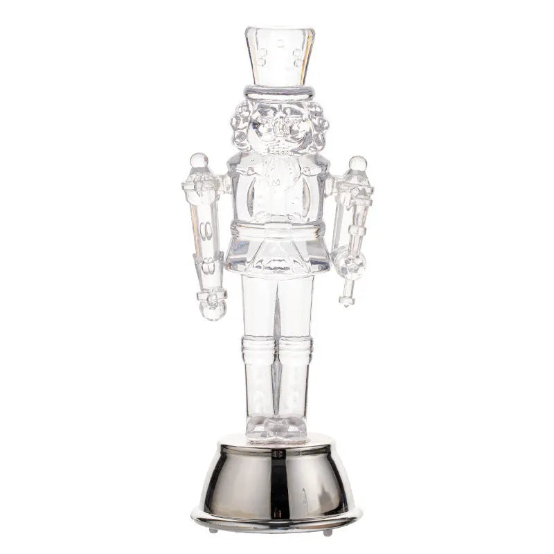 Clear plastic walnut soldier nutcracker Christmas ornament with transparent design for desktop or tree display