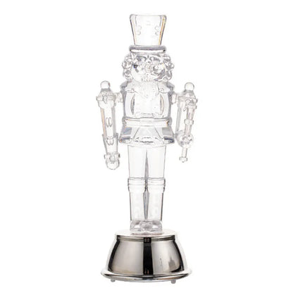 Clear plastic walnut soldier nutcracker Christmas ornament with transparent design for desktop or tree display