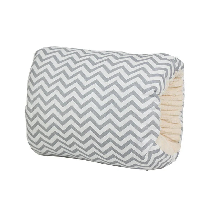 Adjustable cotton nursing pillow with various colorful designs, providing comfort and support for breastfeeding and bottle-feeding