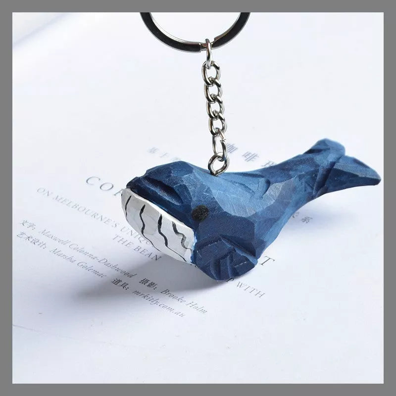 Handmade wooden cat trinkets in gray and orange, perfect for decor or gifts