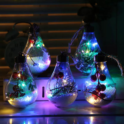 Transparent Christmas bulb ornament with bright colors, 7x7x11cm