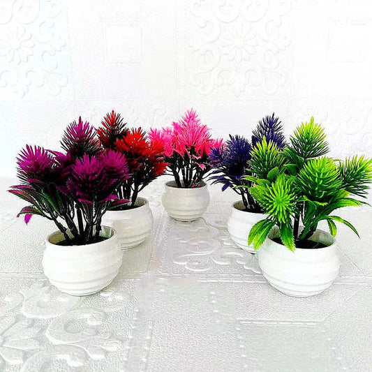 Simulated bonsai plant ornament in vibrant colors for home decor