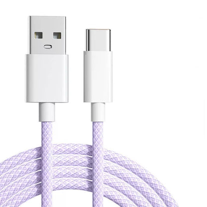 Android Flash Charge USB Type-C Cable in blue, gray, green, and purple