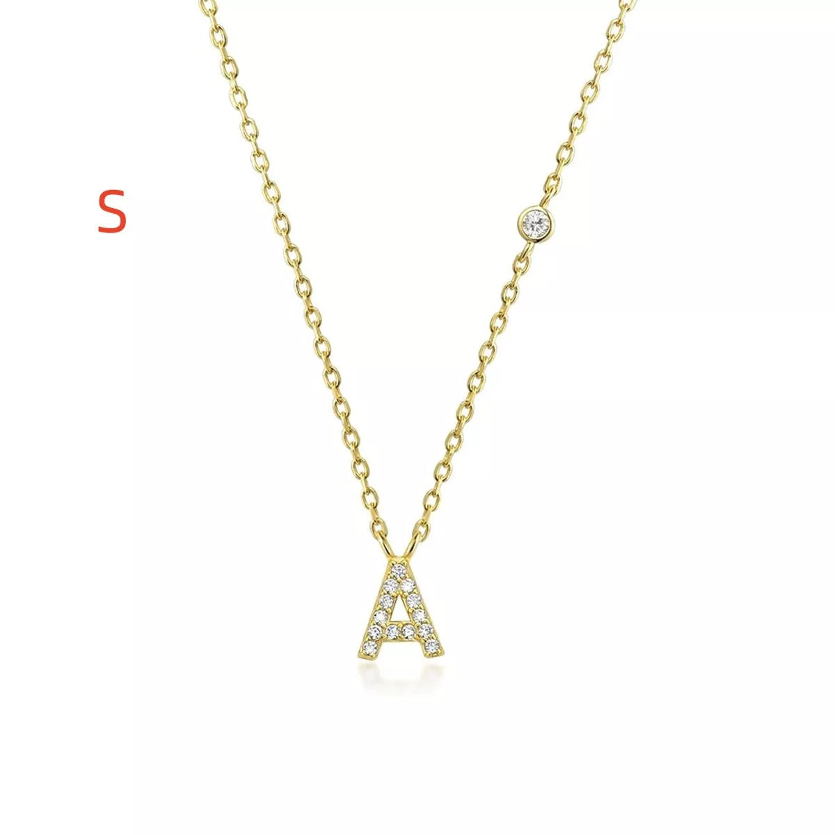 Custom Initial Necklace with sparkling CZ pendant, available in gold or silver finish