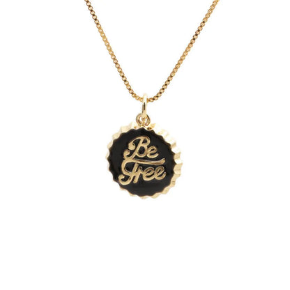 Copper bottle cap pendant necklace with 18K gold plating on a 40cm box chain in various colours