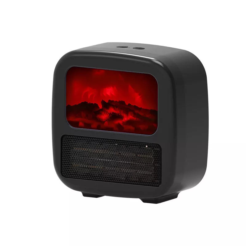 Portable 3D Flame Electric Heater in black with adjustable height and 3 fan speeds