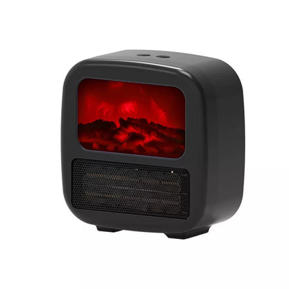 Portable 3D Flame Electric Heater in black with adjustable height and 3 fan speeds