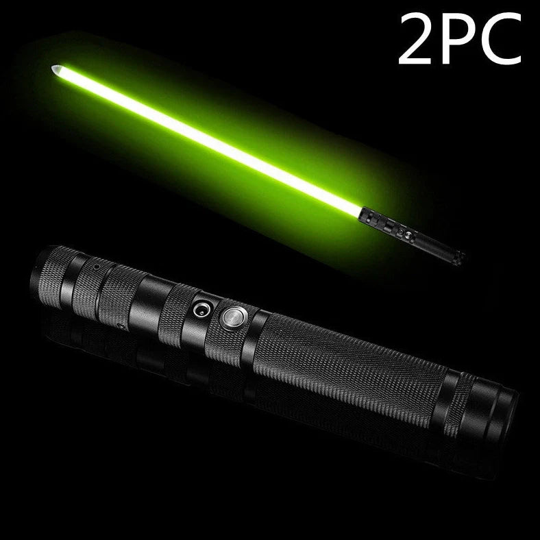 RGB metal lightsaber with extended 156cm length showing LED colours and metal hilt