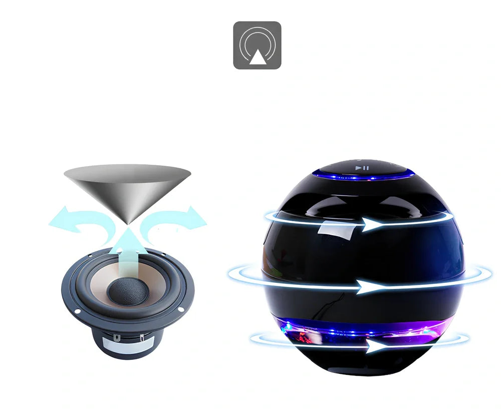 Black or white wireless Bluetooth speaker with 10m range and 3W output power