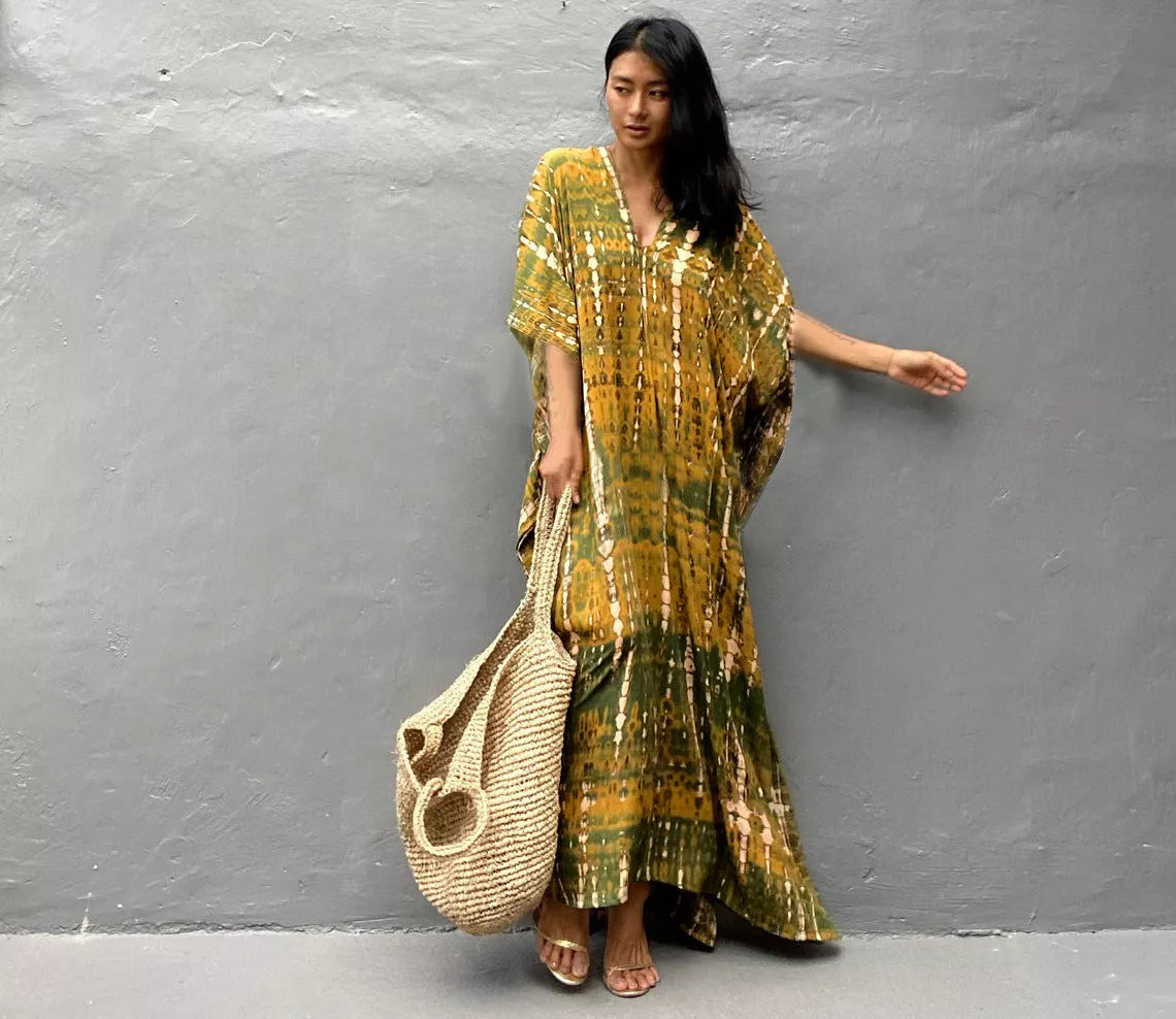 Cotton Beach Cover-up Robe Dress in various colors, perfect for beach or poolside lounging.