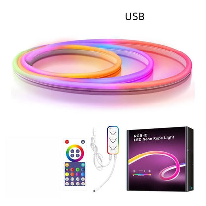 Graffiti Smart WiFi LED Neon Bar strip light in 3m or 5m length, 144W, IP68 waterproof, with remote control and power cord.