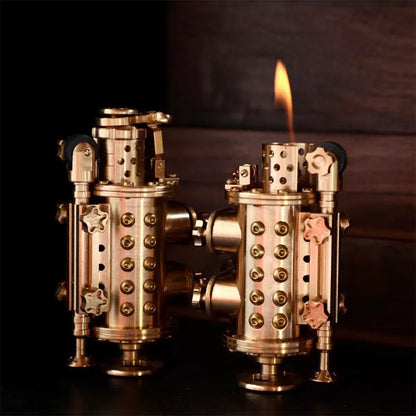 Handmade all copper mechanical punk kerosene lighter with brass color and shaft even style