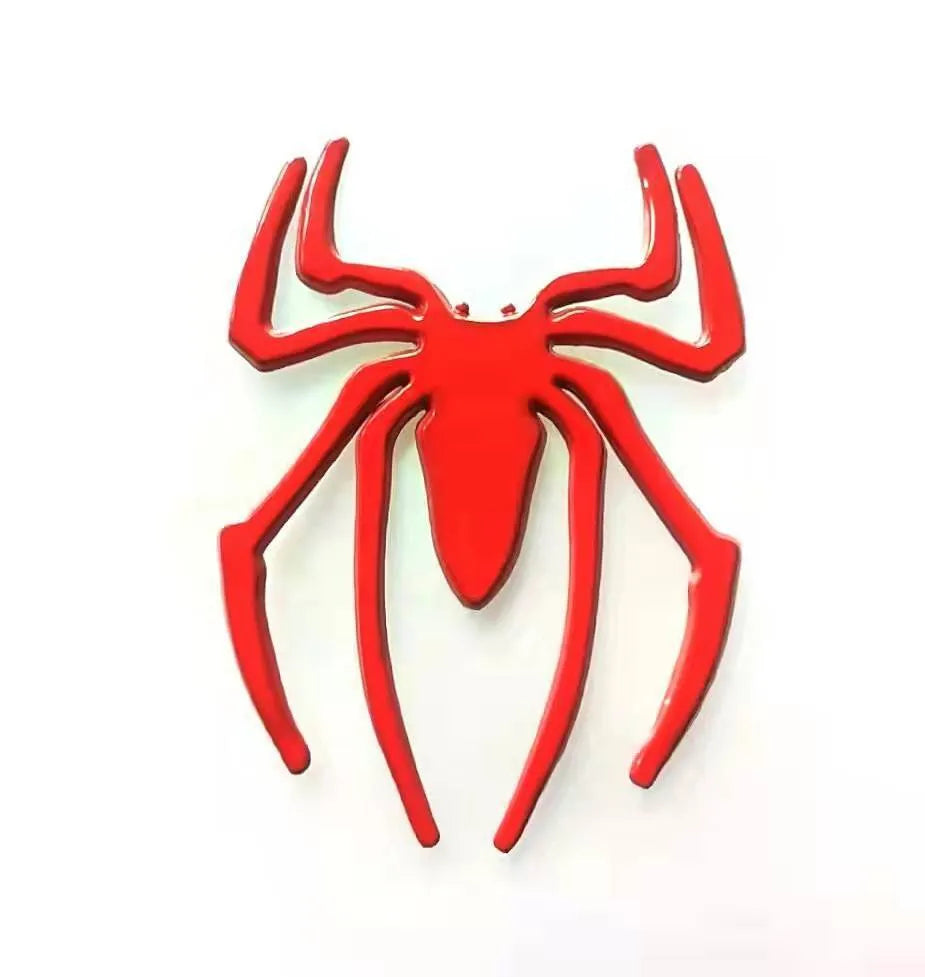 Three-dimensional metal spider bumper sticker in zinc alloy measuring 7cm by 5cm
