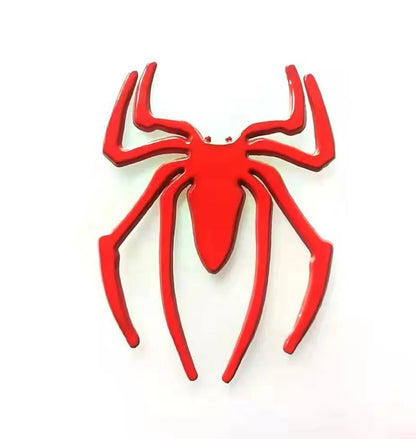 Three-dimensional metal spider bumper sticker in zinc alloy measuring 7cm by 5cm
