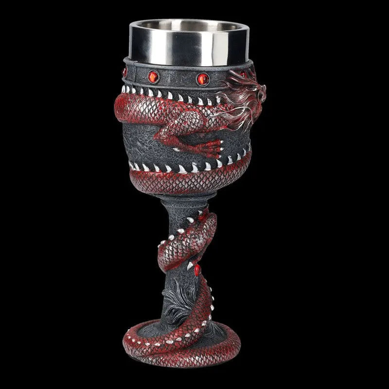Chinese dragon 3D stereo stainless steel red wine glass with 200ml capacity in gold or red colour