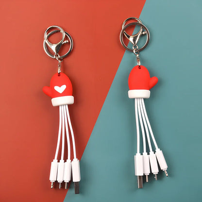 Christmas data cable with reindeer design showing 55mm length and four charging ports