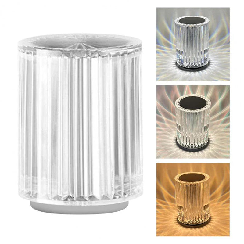 Elegant acrylic LED desk lamp with color-changing RGB lights, modern design, and touch or remote control lighting adjustments