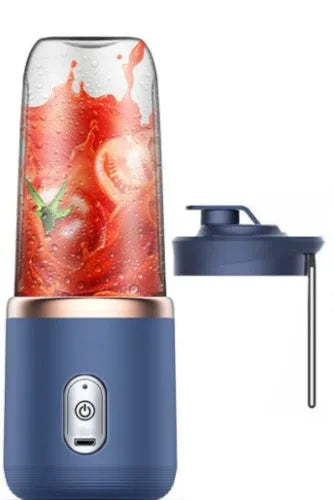 Portable USB blender in Tunisian dark blue with six blades, 400ml cup, and charging cable