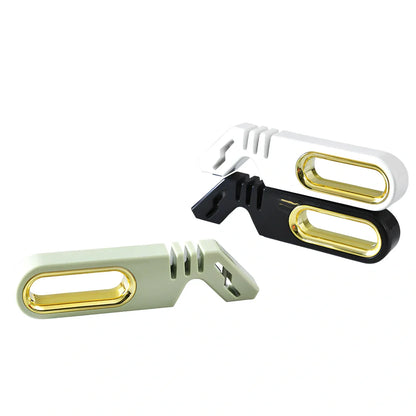 Four-in-one manual knife sharpener with ceramic, diamond, tungsten steel stones in pearl white, mint green or gentleman black