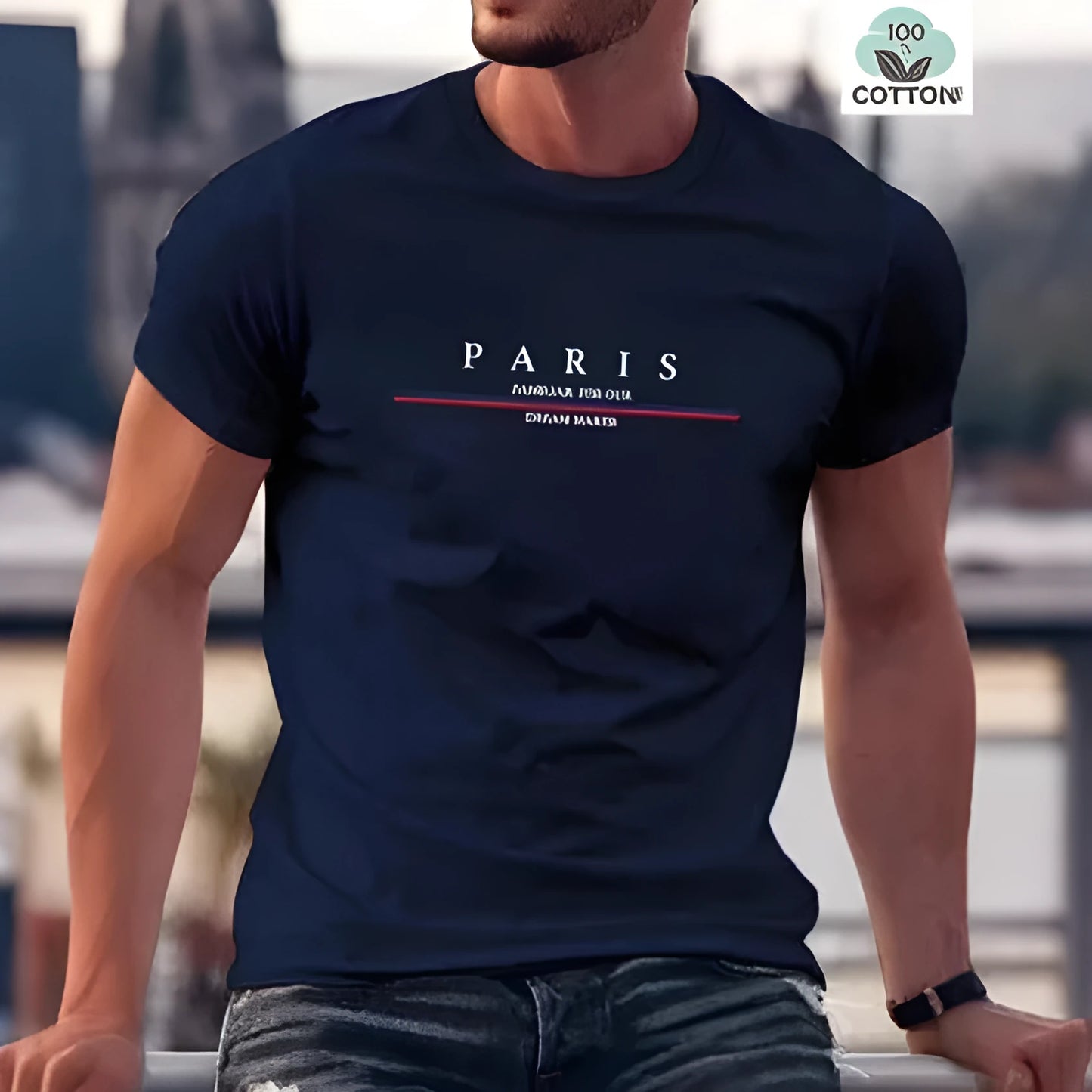 Heavy men's short-sleeved t-shirt with a letter print design in pure cotton.