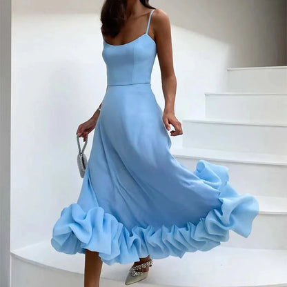 Elegant Floral A-Line Skirt with Suspenders for Women in various colors