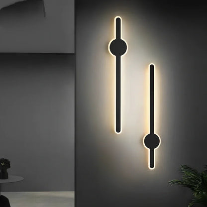 Minimalist LED wall light with frosted acrylic panel in black finish, 60cm length